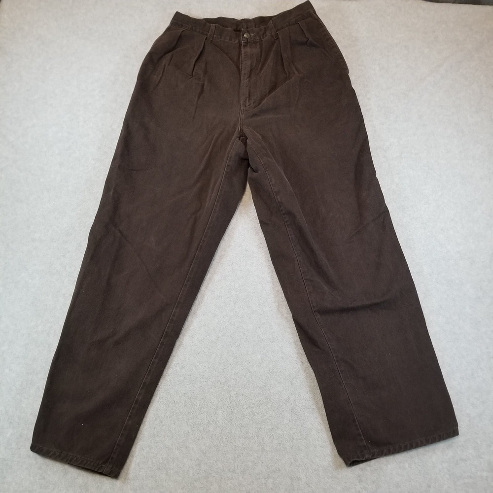 Vintage Polo Ralph Lauren Pants Mens 32x30 Brown Chino Pleated Cotton USA VTG 90